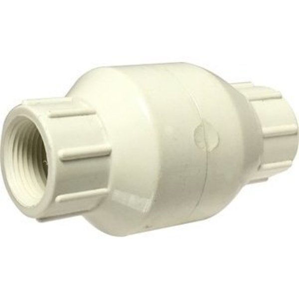 Midland Metal InLine Spring Check Valve, 112 Nominal, FPT, 200 psi at 77 deg F, PVC Body 940335